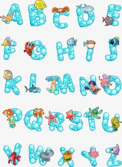 D字母卡通海洋字母高清图片
