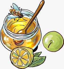 水果蜂蜜手绘各色各样美食蜂蜜水果高清图片