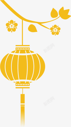 精美灯笼精美的金色梅花和灯笼图标高清图片
