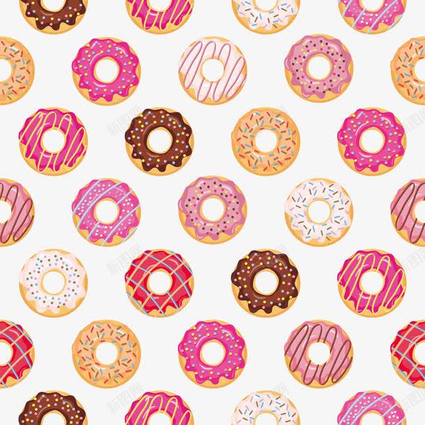 甜甜圈底纹png免抠素材_新图网 https://ixintu.com 卡通 底纹 手绘 甜甜圈 粉色 食物