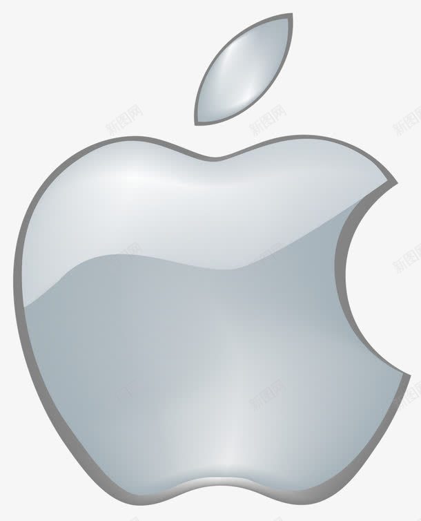 渐变色调苹果logo图标png_新图网 https://ixintu.com 图标素材 手绘素材 渐变色调 灰白色 苹果logo素材