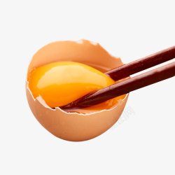 土鸡鸡蛋宣传图筷子夹起鸡蛋黄高清图片