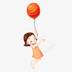 抱玩具的小女孩抓气球的小女孩高清图片