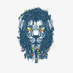 蓝色狮子头蓝色狮子头吓人的骷髅头涂鸦装饰高清图片