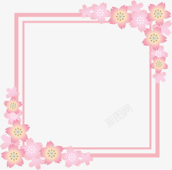 粉色清新春季花朵框架素材