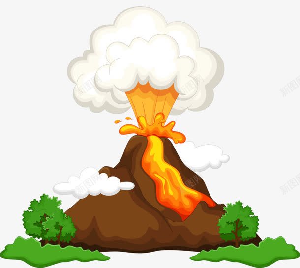 火山png免抠素材_新图网 https://ixintu.com 彩色 手绘 森林 火山手绘 火山爆发