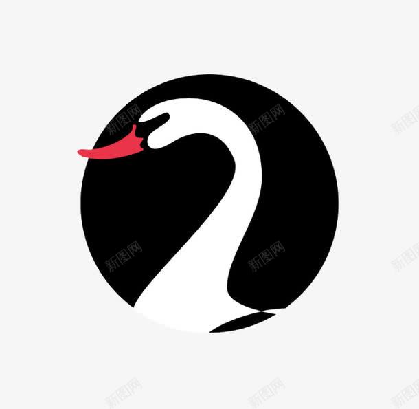 图案图标png_新图网 https://ixintu.com logo 圆形 白天鹅 黑白