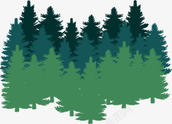 卡通树丛树林层次平面手绘绿色卡通树林高清图片