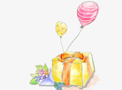 水彩礼盒气球素材