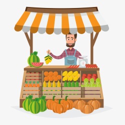 集市卖水果的男人矢量图高清图片