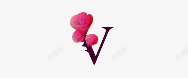 玫瑰花字母V图标png_新图网 https://ixintu.com 图标 字母 玫瑰花