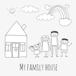 牵手的一家人简笔画绘制快乐家庭高清图片