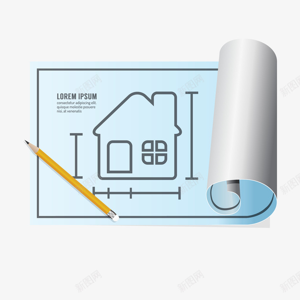 工程施工图矢量图ai免抠素材_新图网 https://ixintu.com 卡通 图纸设计 工程图 施工图 铅笔 矢量图