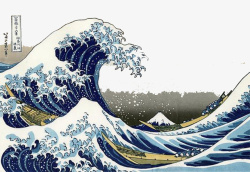 澎湃海水装饰画日本风海浪高清图片