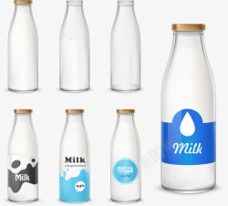 旺仔牛奶包装手绘牛奶瓶高清图片