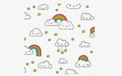 表情云朵彩虹背景矢量图素材