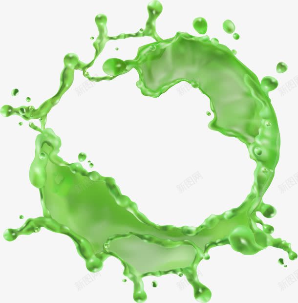 绿色水彩液体png免抠素材_新图网 https://ixintu.com 创意饮料 圆圈液体 果汁 汁液 绿色液体 边框纹理 饮品