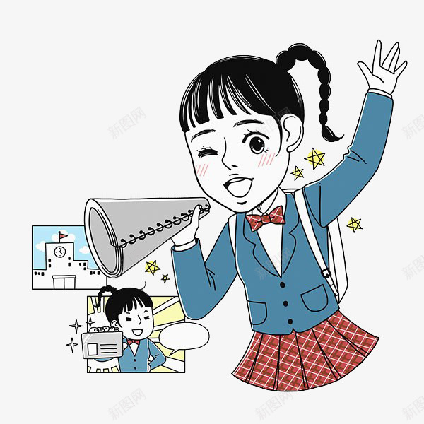 学生喊话png免抠素材_新图网 https://ixintu.com 卡通 喊话 学校 学生