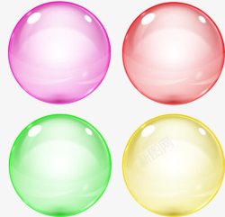 四个彩色泡泡素材