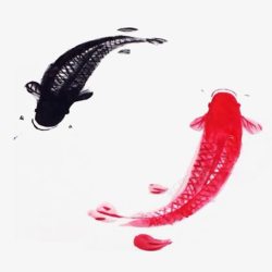 彩色锦鲤免抠PNG彩色水墨高清图片