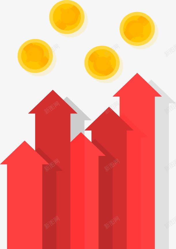 红色向上箭头png免抠素材_新图网 https://ixintu.com 利润增长 向上箭头 增值 房价涨价 提升 金币 飙升的价值
