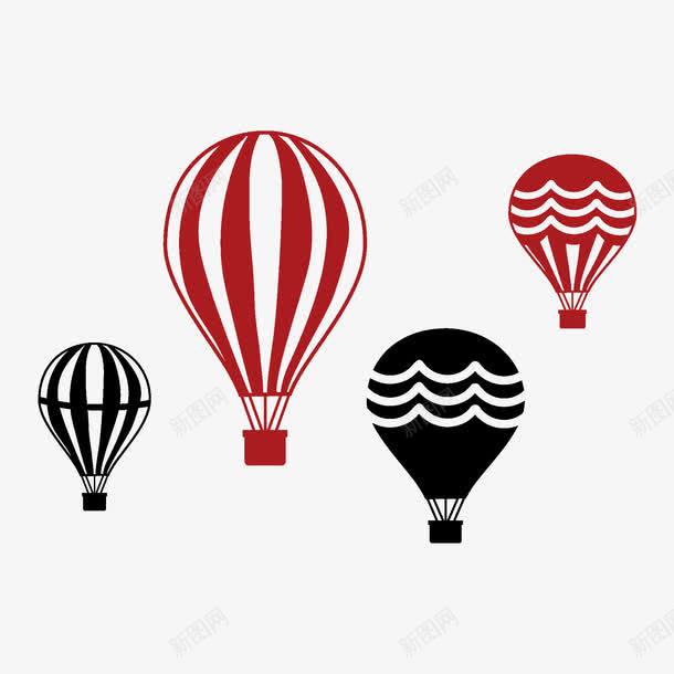 黑红热气球png免抠素材_新图网 https://ixintu.com 图案设计 手绘 热气球 球