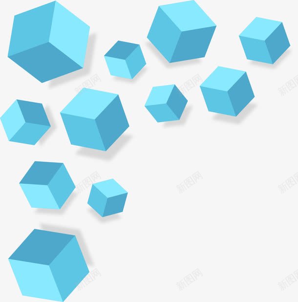 蓝色几何立方体png免抠素材_新图网 https://ixintu.com 几何体 抽象 矢量素材 科技 立方体 蓝色