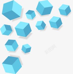 立方体几何体蓝色几何立方体高清图片