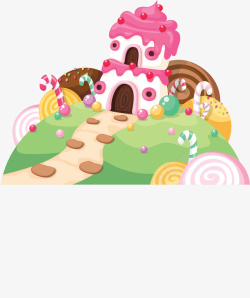 小屋背景粉红奶油蛋糕小屋高清图片