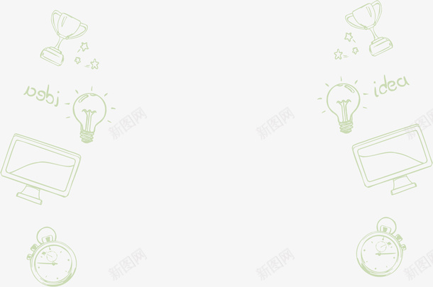 绿色电脑灯泡框架png免抠素材_新图网 https://ixintu.com 学习 教育 文化 灯泡 知识 绿色框架 边框纹理