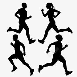 男女跑步剪影高清图片