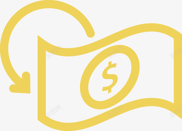 黄色的货币图标png_新图网 https://ixintu.com 图标 圆形 形状圆图案图标 纸币 美元 货币 货币兑换 金融 钱币 钱币兑换 钱票 黄色
