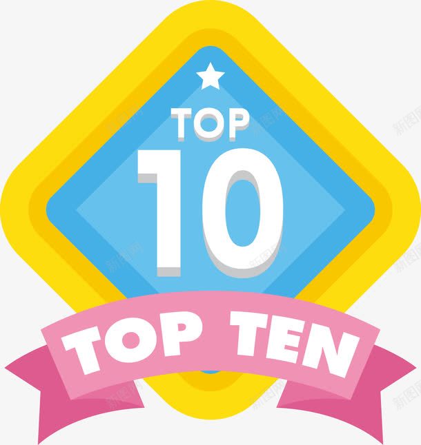 卡通可爱TOP10排名标签png免抠素材_新图网 https://ixintu.com TOP10 丝带 卡通 可爱 徽章 排名 矢量图案