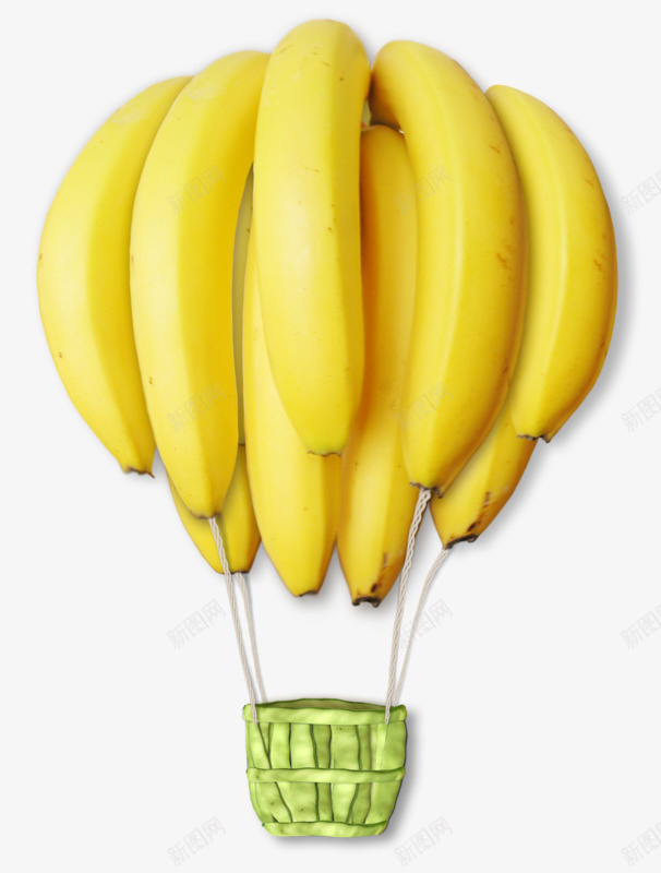 黄色香蕉热气球创意装饰png免抠素材_新图网 https://ixintu.com 大香蕉大 水果 素材 香蕉 黄色