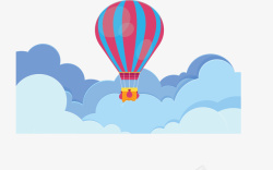 粉色热气球蓝色云朵粉色热气球矢量图高清图片