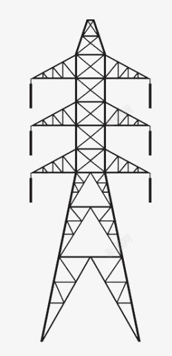 电路设施黑色手绘高压电线杆高清图片