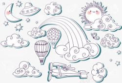 卡通手绘云朵气球素材