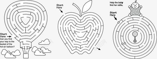 迷宫唯美png免抠素材_新图网 https://ixintu.com 儿童迷宫 唯美 唯美图片 小孩圆环 热气球迷宫 矢量迷宫 苹果迷宫 迷宫线路