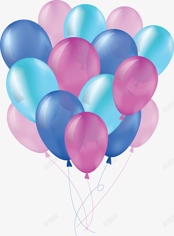 粉色蓝色节日气球矢量图ai免抠素材_新图网 https://ixintu.com 儿童节 气球 气球束 矢量png 节日气球 蓝色气球 矢量图