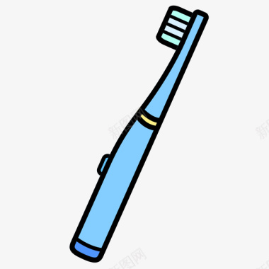 蓝色手绘圆角手绘牙刷元素矢量图图标图标