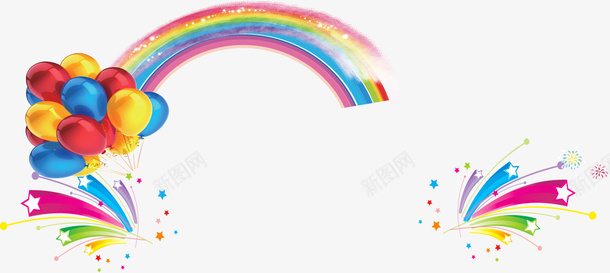 彩虹气球装饰png免抠素材_新图网 https://ixintu.com 开学海报装饰 彩带 彩虹 梨花 气球 海报装饰 装饰 装饰图案