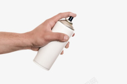 喷雾容器手拿着白色喷雾金属罐子实物高清图片