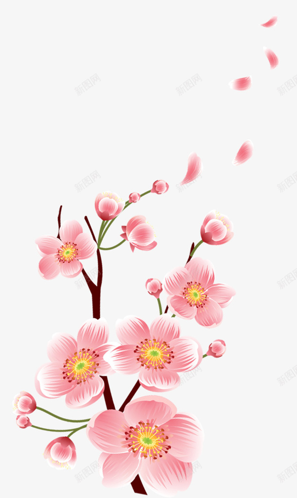 手绘装饰桃花花枝png免抠素材_新图网 https://ixintu.com 手绘 春天 桃花 花枝 装饰图案 装饰花卉 鲜花