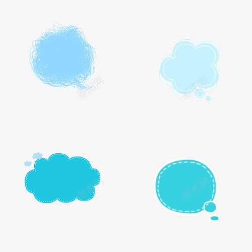 蓝色云朵卡通气泡psd免抠素材_新图网 https://ixintu.com 云朵 卡通 可爱 圆形 对话框 气泡 简单 简洁 简约 聊天框 蓝色