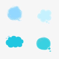 蓝色云朵型语言气泡蓝色云朵卡通气泡高清图片