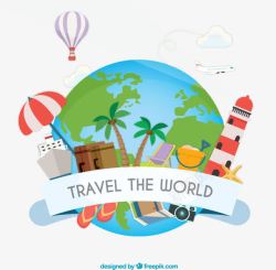 环球旅行插画素材