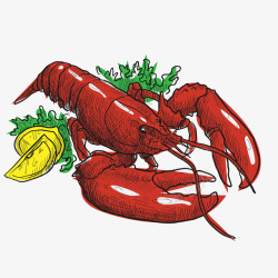 卡通美味的龙虾食物矢量图素材