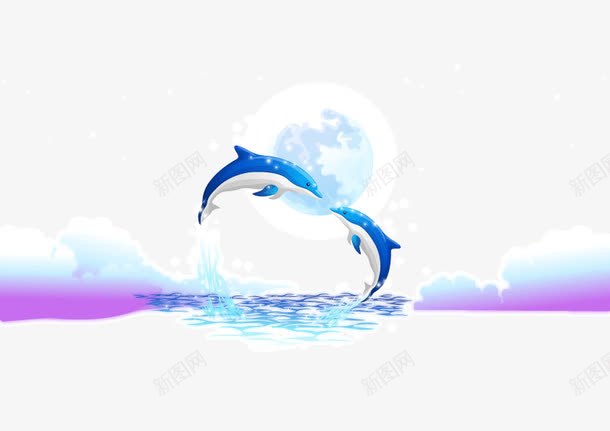 海豚海浪海水背景png免抠素材_新图网 https://ixintu.com 亲吻 海水 海浪 海豚 背景渐变