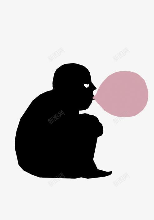 吹气球png免抠素材_新图网 https://ixintu.com 国外创意素材 气球 适量插图素材 黑色人物剪影