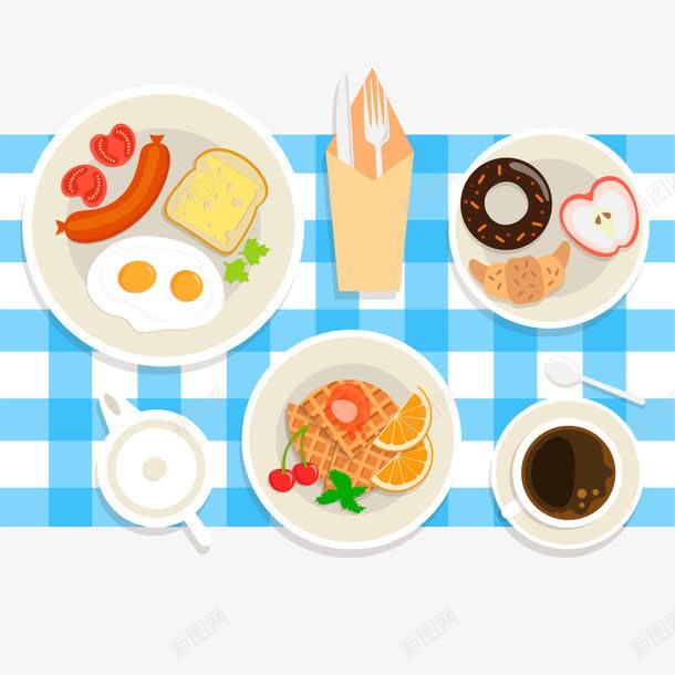 欧式早餐和桌布png免抠素材_新图网 https://ixintu.com 早安早餐 桌布 欧式早餐 牛奶 面包 餐具 香肠